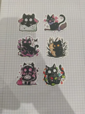 Lot d'autocollants chat noir (lot B)