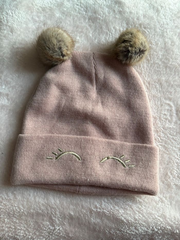 Bonnet rose  laine  128/146 - photo numéro 2