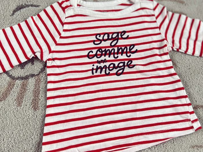 Tee-shirts manches longues rayures rouge mixte