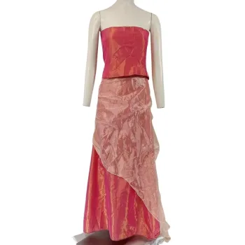 Bustier de soirée florale rouge et composite - M estimé A096