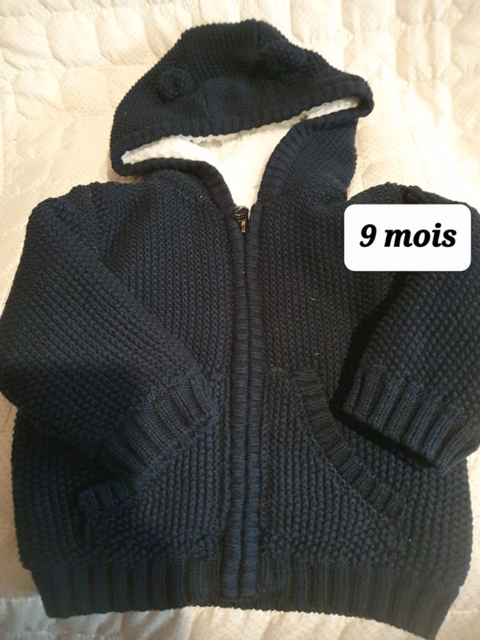 Manteau a capuche laine fourré 9 mois