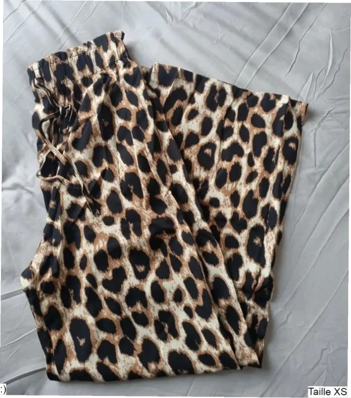 Pantalon Femme Fluide Imprimé Léopard Taille Élastique - Taille XS Neuf Jamais Porté - photo numéro 4