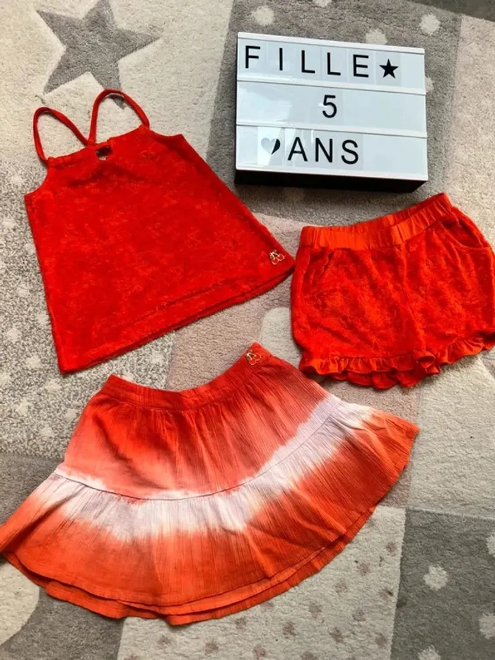 Ensemble été 3 pièces sergent major 5 ans orange - photo numéro 3