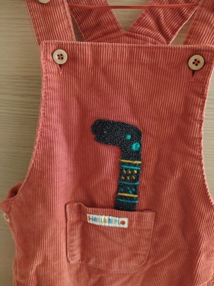 Salopette, Orchestra, 23 mois, velours côtelé orange, bride 2 positions, poche devant - photo numéro 3