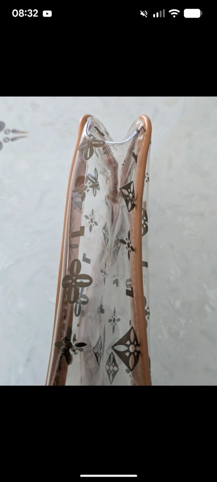 Magnifique sac vintage transparent imprimé beige-camel. - photo numéro 5