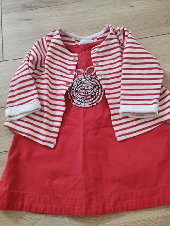 Ensemble robe et gilet en coton okaidi 6 mois