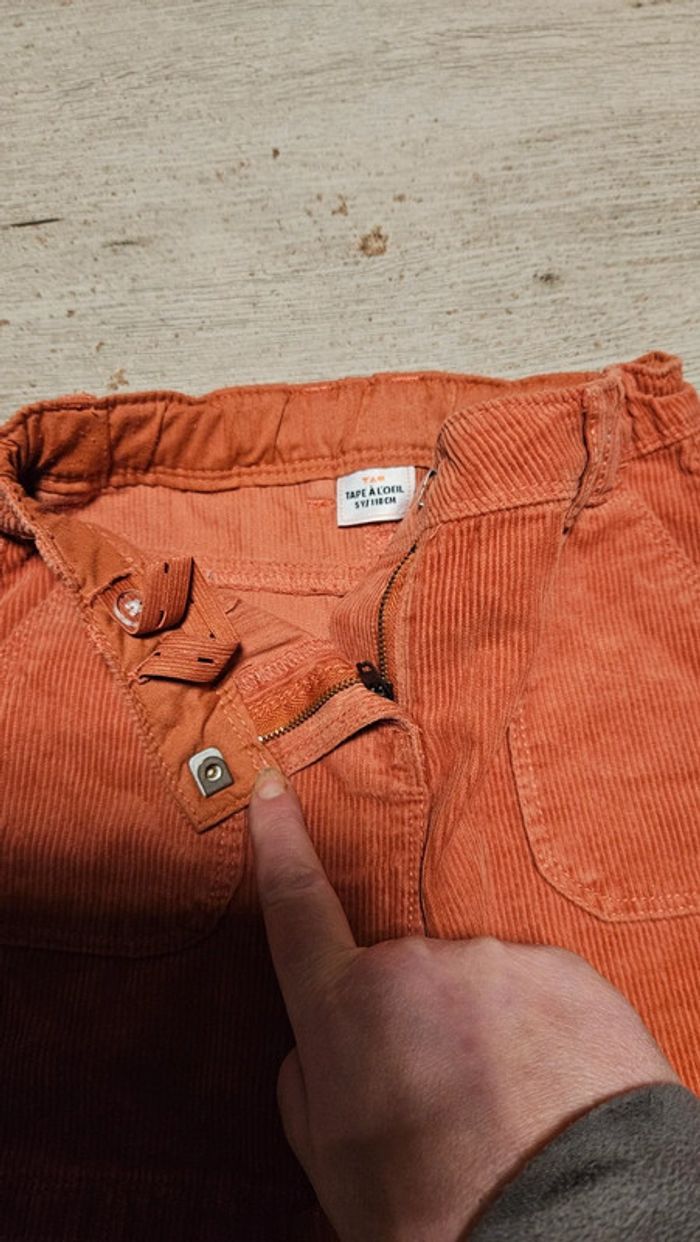 Jupe courte brun orangé, ajustable à la taille, en velour cotelé, Tape à l Oeil, 5 ans - photo numéro 4
