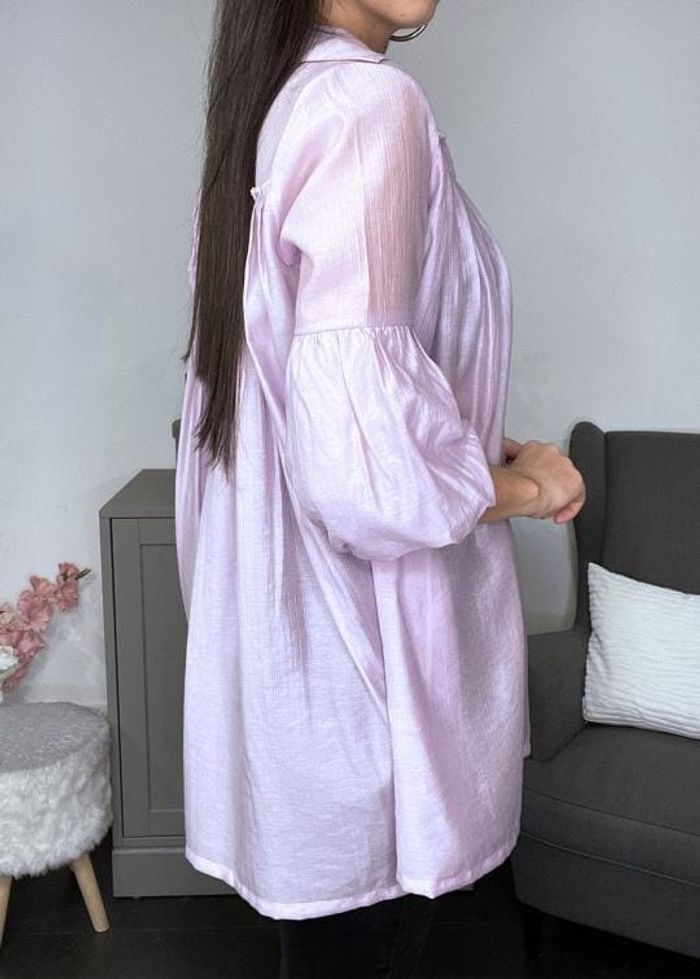 Chemise violet en soie a manches longues - photo numéro 2