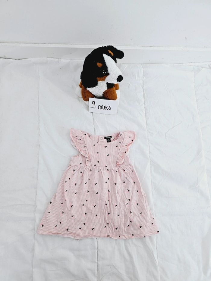 Robe à rayures cerises rose bébé fille 9 mois kiabi