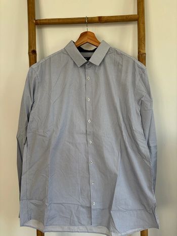 Chemise 100% coton blanche à motifs bleus celio taille XXL 45/46