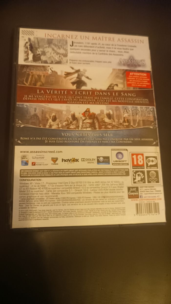 Assassin Creed 1,2 et Brotherhood sur pc Coffret en bonne état - photo numéro 3