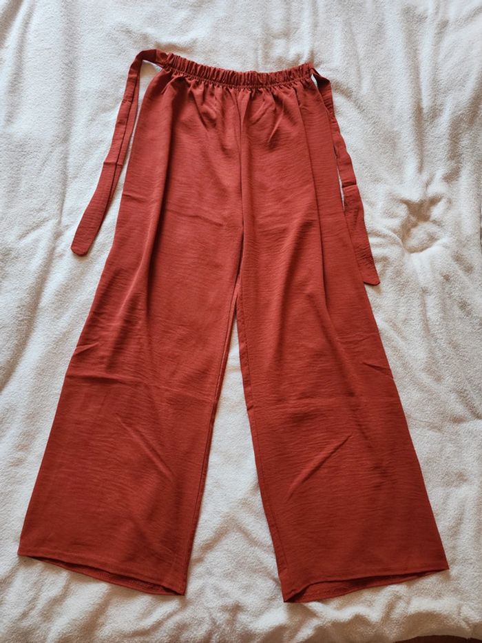 Pantalon à jambes larges / palazzo terracotta TU 36/40 - photo numéro 4