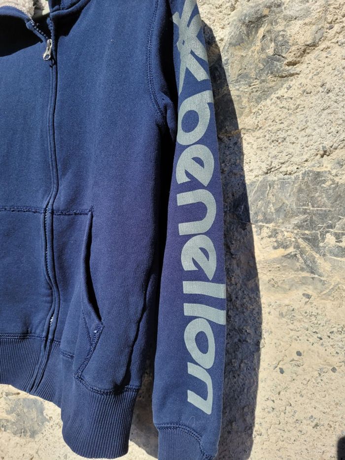 Superbe veste sweat à capuche garçon United Colors of Benetton, marine et crème, 10/11 ans - photo numéro 2