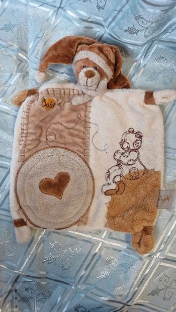 Ourson plat marron et écru Babynat