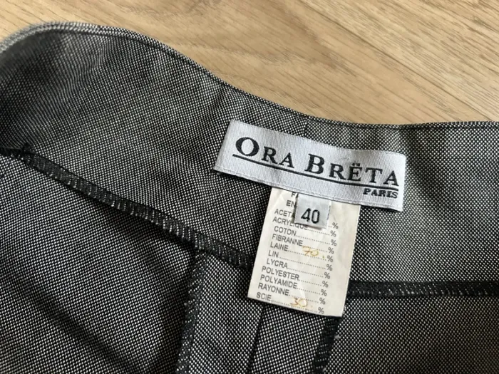 Ora breta pantalon gris, habillée laine et soie femme, taille 40 - photo numéro 3