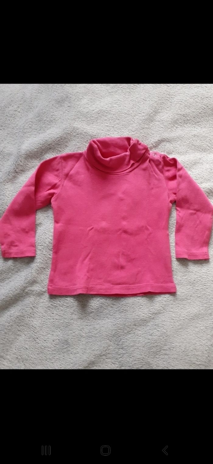 Sous pull fille rose 18 mois col montant