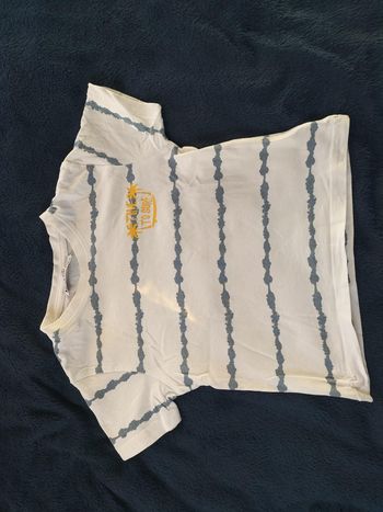 T-shirt blanc vagues bleues - NPO kid