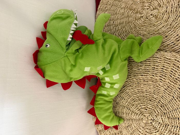 Doudou peluche marionnette dragon dinosaure vert rouge IKEA - photo numéro 5