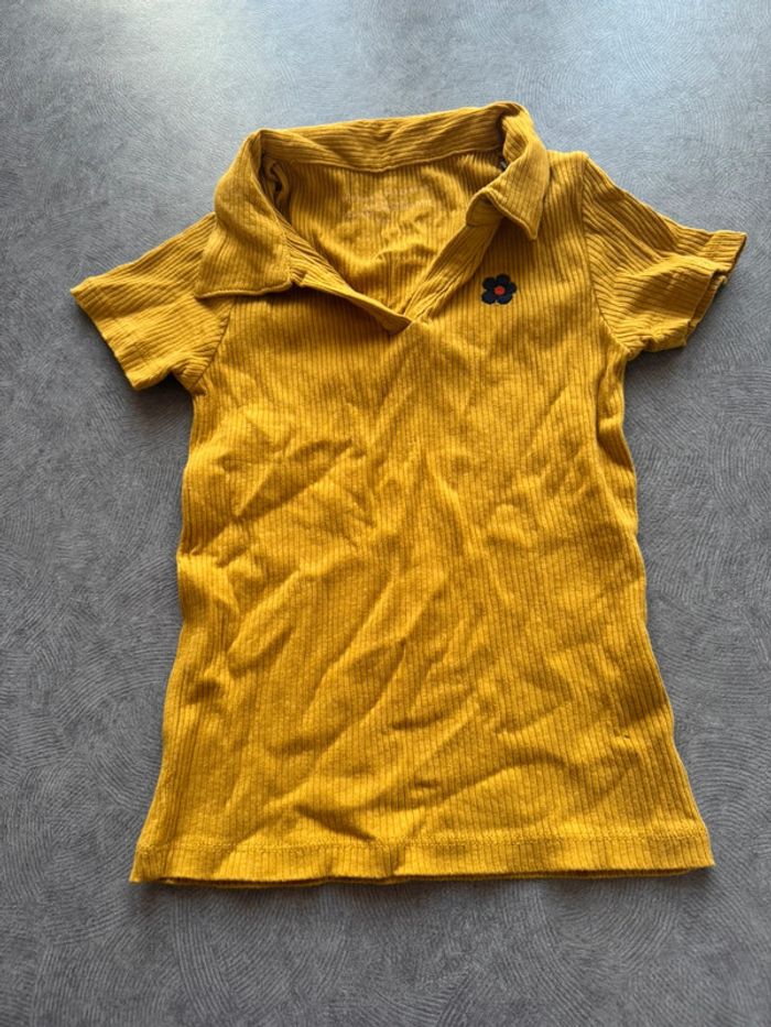 Polo Enfant Jaune Moutarde en Coton Bio - Taille 6 Ans - photo numéro 2