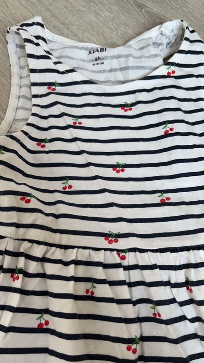 Robe rayée marine detail cerise - photo numéro 3