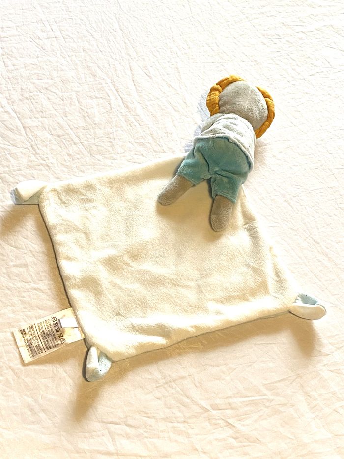 Petit Chaton Chat Gris Doudou Mouchoir Bleu Pailleté Blanc Animal Faune Peluche Petits Enfants Bébés - photo numéro 6