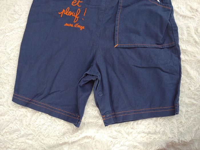 Barboteuse style salopette short lin Garçon 18/24 mois Poisson Plouf Sucre d'orge - photo numéro 5