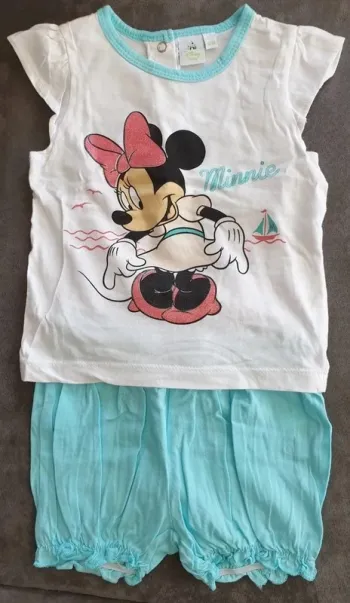 Ensemble Minnie turquoise 12 mois