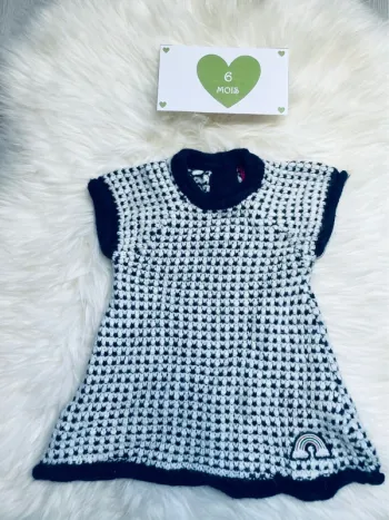 6 mois - robe bleu marine et blanche