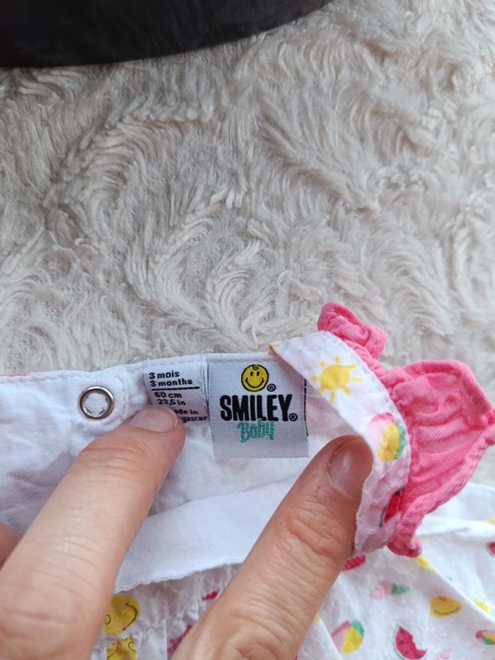 Robe bretelles été + body intégré Fille 3 mois Fruits Smiley Baby 100% coton - photo numéro 6