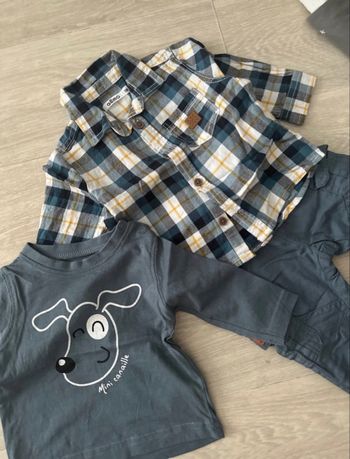 Ensemble 3pcs Chemise pantalon t-shirt gemo