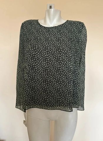 🌿 Blouse noire & verte fleurie - Stradivarius - Taille M 🌿