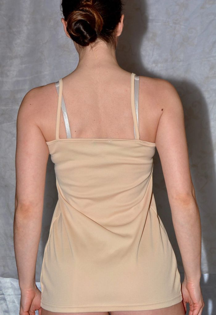 long débardeur beige uni col carré ventre ouvert taille S/M - photo numéro 5