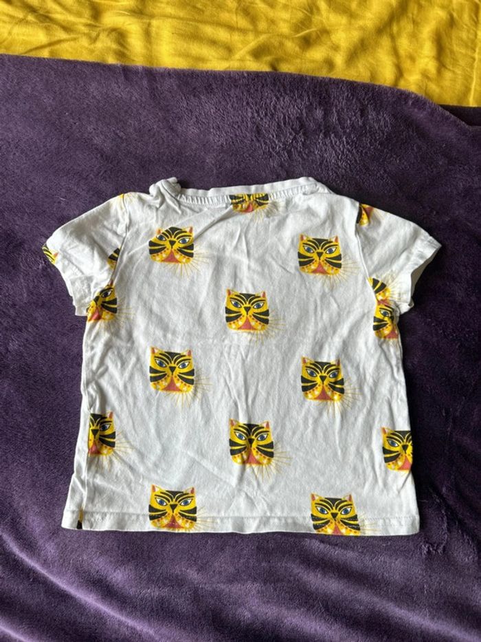 T-shirt manches courtes garcon en coton blanc avec motifs imprimés tigre/lion Kiabi taille 3ans - photo numéro 3
