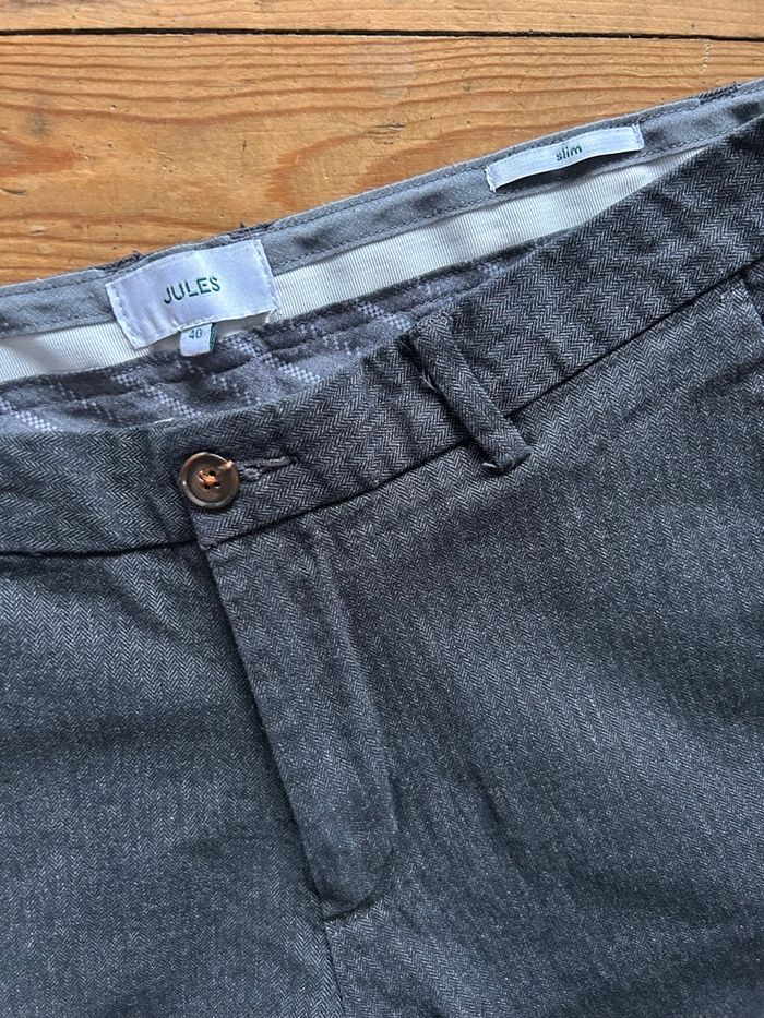 Pantalon tendance slim chevrons marine 40 Jules