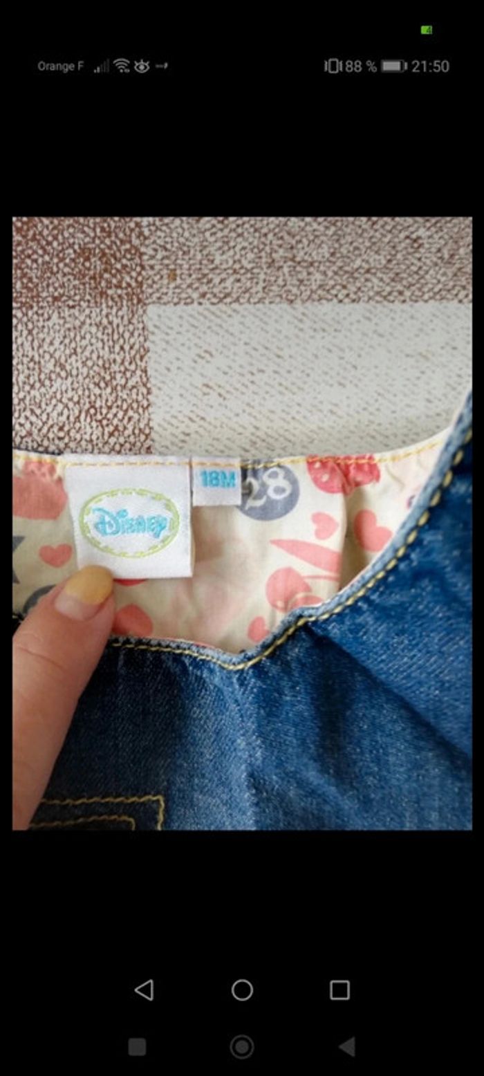 Robe bleue jean sans manches Disney Minnie 18 mois - photo numéro 2