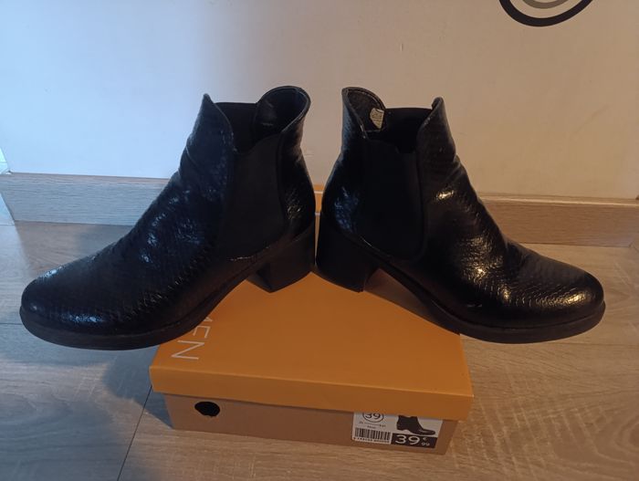 Bottines femmes, 39, noires, croco - photo numéro 3