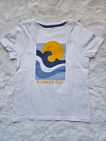 T-shirt manche courte basic blanc été motif summer day
