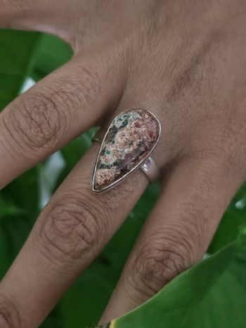 Bague en argent sterling 925 avec pierre peanut obsidienne