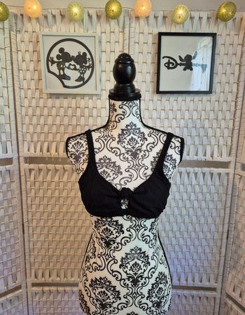 Joli haut de maillot de bain noir Benetton  effet côtelé femme TM / 38