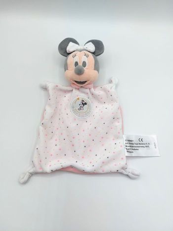 Doudou plat MINNIE DISNEY SIMBA TOYS rose blanc gris étoiles dorées lune or - a12664