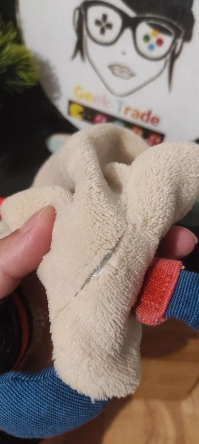 Doudou hippopotame Moulin roty Les Papoum beige bleu Plat Éléphant Dentition - photo numéro 4