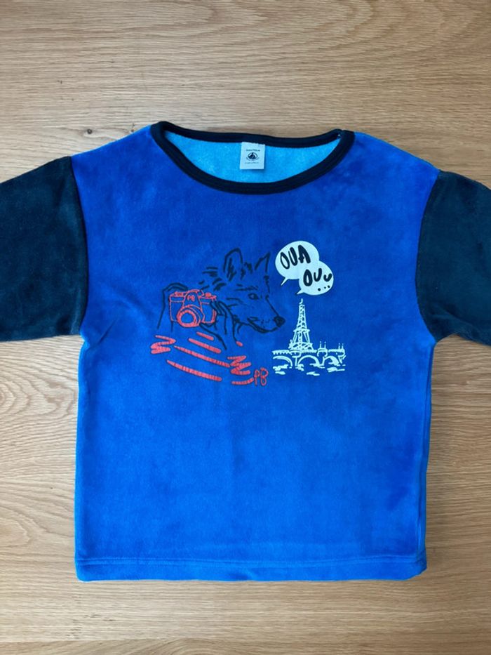 Pyjama 2 pièces en velours bleu/bleu marine - Taille 6 Ans - photo numéro 5