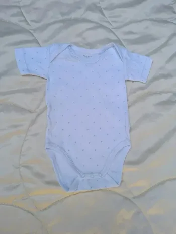 Body manches courtes blanc et bleu Tex 3 mois 60 cm
