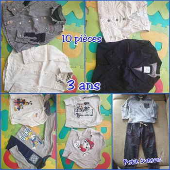 Lot 1 garcon 3 ans hiver 10 pièces chemises, t-shirts, gilet, veste