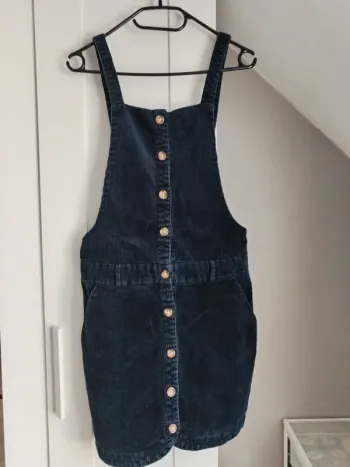Robe salopette en velours couleur bleue