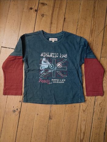 T-shirt ml bleu rouge Union jack 4 ans garçon