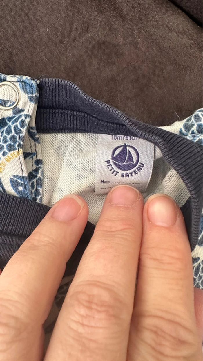 Combicourt bébé garçon en jersey léger imrpimé Petit Bateau 18 mois TBE (16€) - photo numéro 2