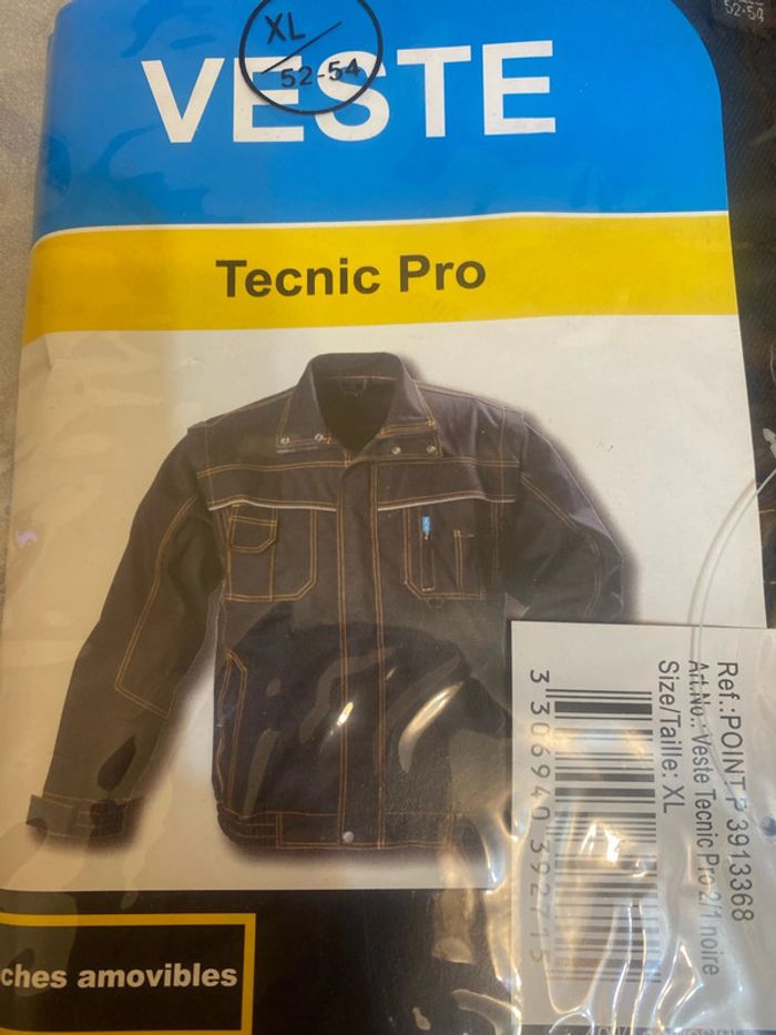 Veste manches amovibles de travail noire taille 52-54 Tecnic Pro Novipro neuve - n18h - photo numéro 3