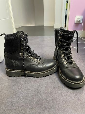 Bottines Minelli cuir noir/blanc 37