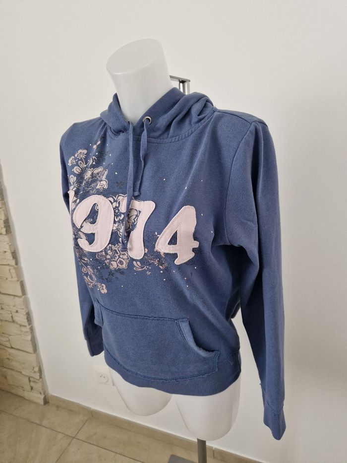 Sweat à capuche bleu avec inscription Mim - photo numéro 2